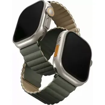 Řemínek na hodinky Uniq Revix Reversible Magnetic oboustraný magnetický pásek pro Apple Watch 49/45/44/42MM zeleno-hnědá (8886463683958)