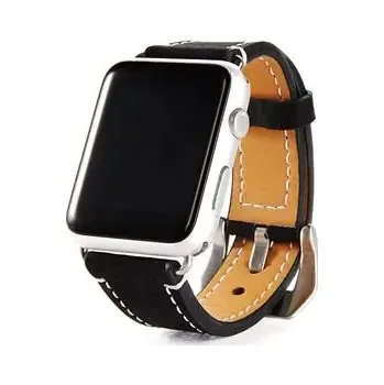 Řemínek na hodinky Tactical Genuine Kožený Pásek pro Apple Watch 1 2 3 42mm černá (8596311072802)