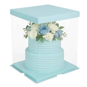 Dárková krabička Elegantní krabička modrá elegance s průhledným víkem 30x30x40 cm