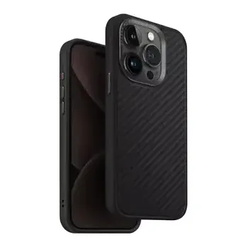 Pouzdro na mobilní telefon Uniq Keva MagClick ochranný kryt na Apple iPhone 15 Pro Carbon (černá) (8886463685563)