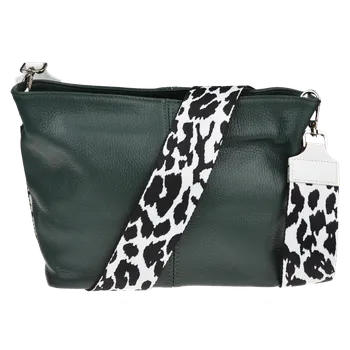 Kabelka NovaKabelka.cz Kožená italská crossbody kabelka Batilda Verde Scura s přídavným popruhem IV