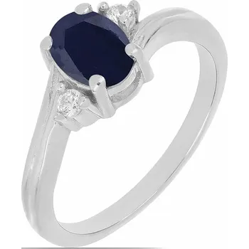 Prsten Prsten stříbrný s modrým safírem a zirkony Ag 925 026295 SAF 62 mm (US 10) 2,66 g