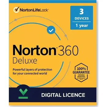 Antivir Norton 360 Deluxe - licence na předplatné (1 rok) - 3 zařízení (21419649)