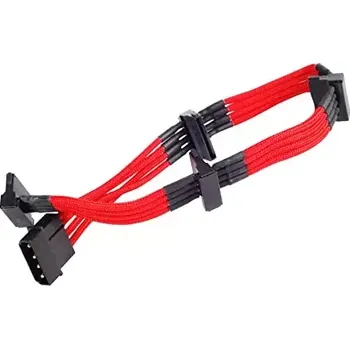 Kabel do PC SilverStone kabel 4-pin Molex 4x SATA rozšíření 30cm červená (SST-PP07-BTSR)