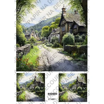 Umělecký papír Rýžový a soft papír na decoupage - Krajinka - KB01491 Materiál: Soft, Rozměr: A4