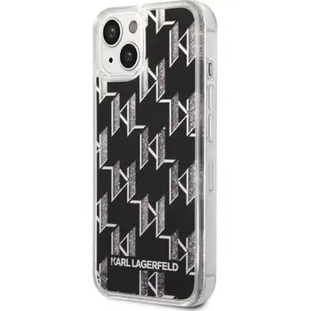 Pouzdro na mobilní telefon Karl Lagerfeld Monogram Liquid Glitter Zadní Kryt pro Apple iPhone 14 černá (3666339076238)