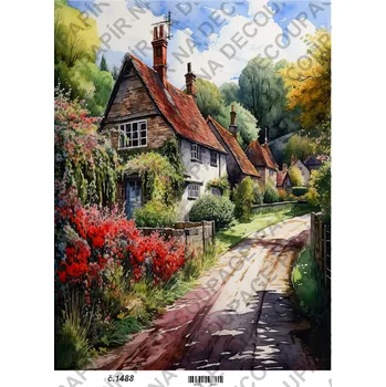 Umělecký papír Rýžový a soft papír na decoupage - Krajinka - KB01488 Materiál: Soft, Rozměr: A4