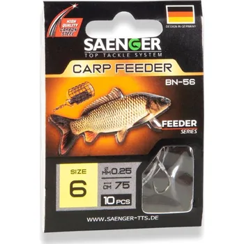 Rybářský háček 10ks - Hotový Návazec Saenger na Kapry Carp Feeder Velikost 6