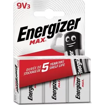 Článková baterie Energizer MAX 9V 3pack alkalické (EU025)