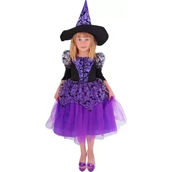 Karnevalový kostým RAPPA Dětský kostým čarodějnice - Halloween (M) fialová (395879)
