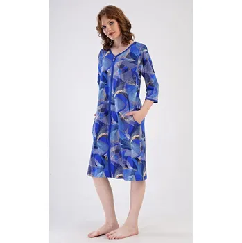 Dámské šaty Dámské domácí šaty s tříčtvrtečním rukávem Eliza - modrá - 3XL