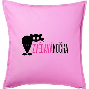 Polštář Jsem zvědavá kočka - Polštář 50x50 - 50x50 - Pouze potah ( Růžová )