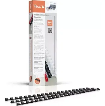 Vazač PEACH vazací hřbet 21 Rg A4 6mm černý plast 100ks (510064)