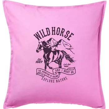 Polštář Wild Horse - Polštář 50x50 - 50x50 - Včetně výplně ( Růžová )