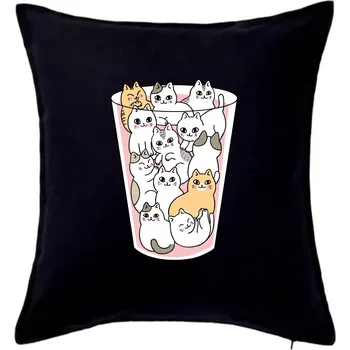 Polštář Kočky ve sklenici - Polštář 50x50 - 50x50 - Pouze potah ( Černá )