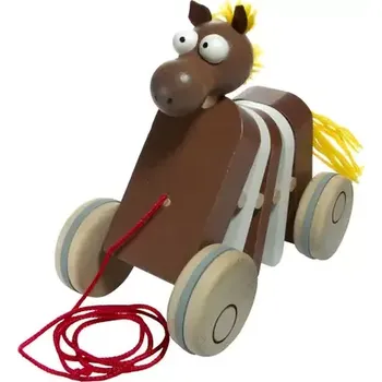 Dřevěná hračka Česká dřevěná hračka Dřevěný tahací koník klapací (CH1KL03)