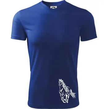 Chlapecké tričko Kůň běžící - Dětské triko sportovní (dresovina) - 146 cm/10 let ( Královská modrá )