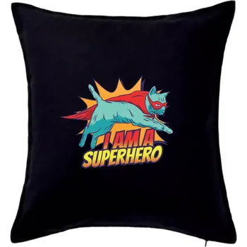 Polštář Kočka Jump like Superhero - Polštář 50x50 - 50x50 - Pouze potah ( Černá )