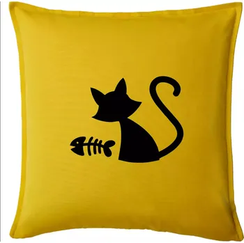 Polštář Ryba vs kočka - Polštář 50x50 - 50x50 - Pouze potah ( Žlutá )