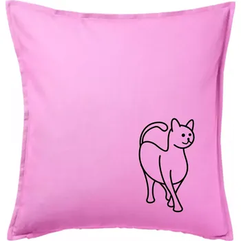 Polštář Ladná kočka - Polštář 50x50 - 50x50 - Pouze potah ( Růžová )