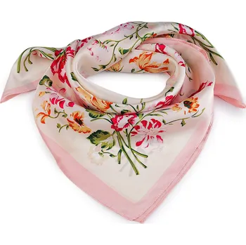 Saténový šátek 65x65 cm, malé, 2 růžová lasturová