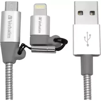 Datový kabel Verbatim 48869 Datový kabel Lightning/MicroUSB/USB-A 1m stříbrná (48869)