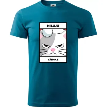 Pánská móda Miluju Vánoce - Klasické pánské triko vyšší gramáže - S ( Petrolejová )