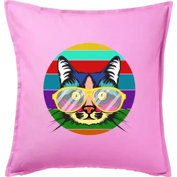 Polštář Kočka při barevném západu - Polštář 50x50 - 50x50 - Pouze potah ( Růžová )