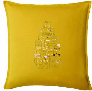 Polštář Pyramida z koček - Polštář 50x50 - 50x50 - Pouze potah ( Žlutá )