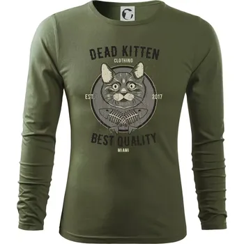 Pánské oblečení Cat deadkitten - Triko s dlouhým rukávem FIT-T long sleeve - S ( Khaki )