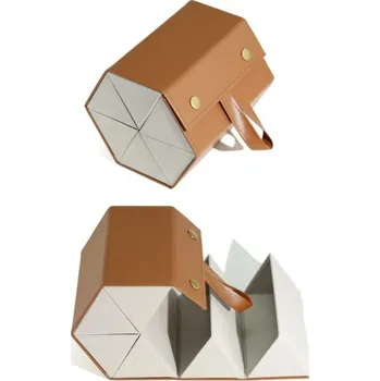 Pouzdro na brýle Skládací pouzdro na 6x brýle 17,8 x 12,2 x 13,5 cm Kožené cestovní pouzdro s fleecem Organizér na dioptrické a sluneční brýle hnědá