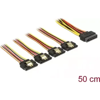 Kabel do PC DeLock Kabel SATA 15pin (M) - 4x SATA 15pin (F) 50cm (60158)