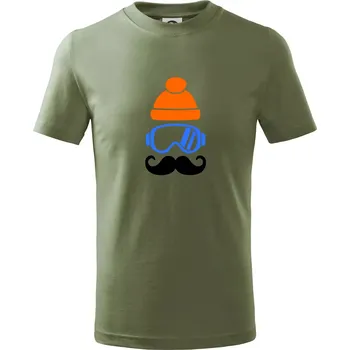 Lyžař knírač - Tričko dětské bavlněné - 158 cm/12 let ( Khaki )