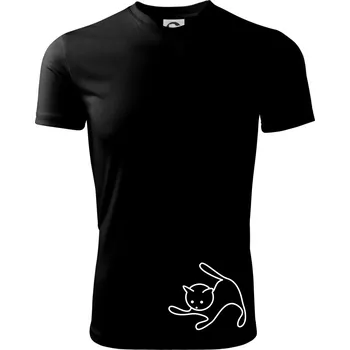 Kočka si hraje - Dětské triko sportovní (dresovina) - 158 cm/12 let ( Černá )