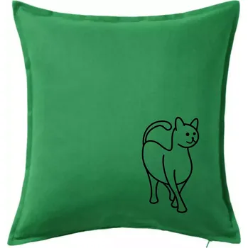 Polštář Ladná kočka - Polštář 50x50 - 50x50 - Pouze potah ( Středně zelená )