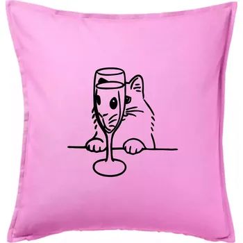 Polštář Kočka a sklínka - Polštář 50x50 - 50x50 - Pouze potah ( Růžová )