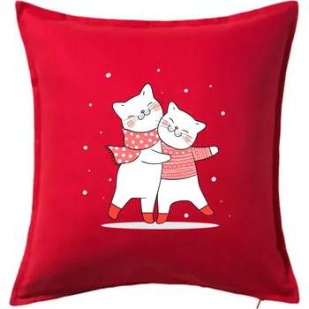 Polštář Kočky ve svetru - Polštář 50x50 - 50x50 - Pouze potah ( Červená )