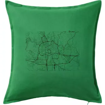 Polštář Černobílá mapa Brno - Polštář 50x50 - 50x50 - Pouze potah ( Středně zelená )