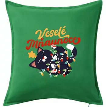 Polštář Veselé Mňaunoce - Polštář 50x50 - 50x50 - Pouze potah ( Středně zelená )