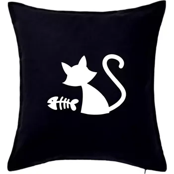 Polštář Ryba vs kočka - Polštář 50x50 - 50x50 - Pouze potah ( Černá )