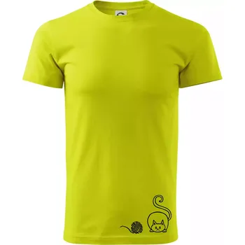 Kočka klubíčko - Klasické pánské triko vyšší gramáže - S ( Limetková )