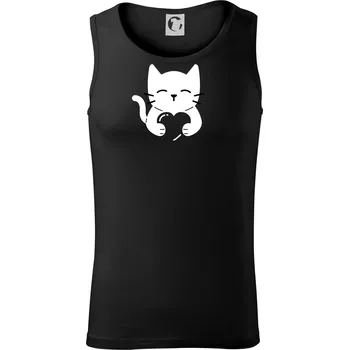 Kočka drží srdce - Tílko pánské Core - XL ( Černá )