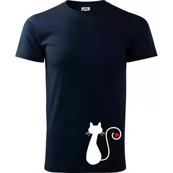 Pánské tričko Zamilovaná kočka ocásek - Triko extra velké (5-8XL) - 8XL ( Námořní modrá (velmi tmavá - téměř černá) )