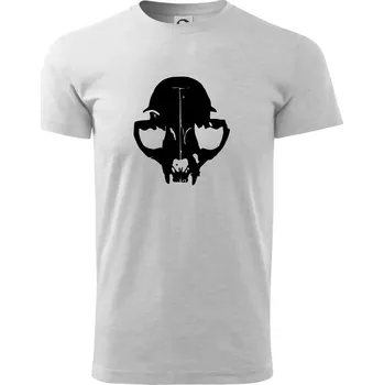 Kočka - Cat skull - Triko extra velké (5-8XL) - 7XL ( Světlešedý Melír )