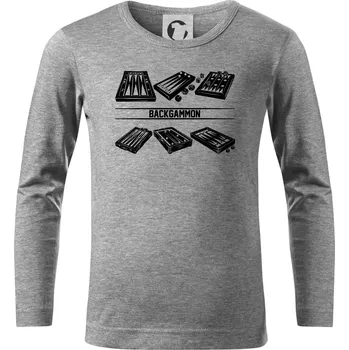 Chlapecké oblečení Backgammon černý set - Triko dětské Long Sleeve - 104-110cm / 3-4 roky ( Tmavě šedý melír )