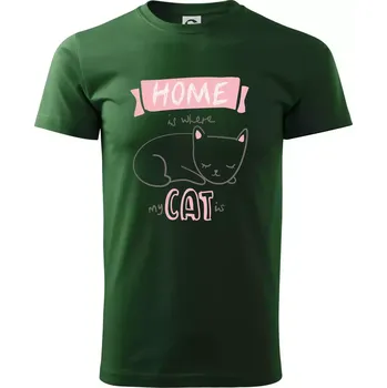 Home is where my cat is - Triko extra velké (5-8XL) - 7XL ( Lahvově zelená )