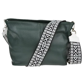 Kabelka NovaKabelka.cz Kožená italská crossbody kabelka Batilda Verde Scura s přídavným popruhem III