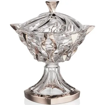 Dóza na potraviny Křišťálová dóza na noze, Bohemia Treasury, SAMBA - Rhapsody-Platin, 25 cm