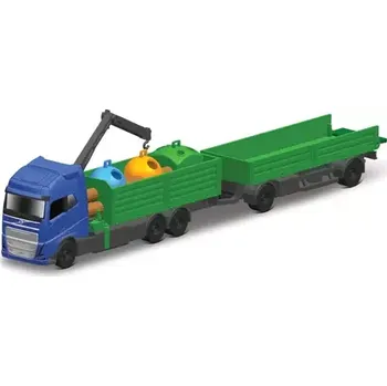 autíčko Maisto Mini pracovní stroje - Volvo FH16 s přívěsem pro těžbu dřeva bílo-šedá (90159064091)