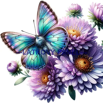 Látkový panel - Motýl na květině - MO-15 Velikost: 30x30cm, Materiál: Bavlna